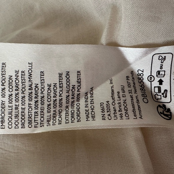 Free People Tory Cream Smocked Mini Dress with Black Floral Embroidery L NWT - Picture 8 of 12